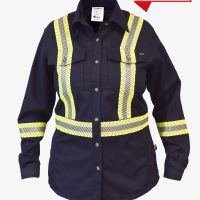 Womens-flame-resistant-FR-Deluxe-Segmented-Striped-Navy-Work-Shirtfront